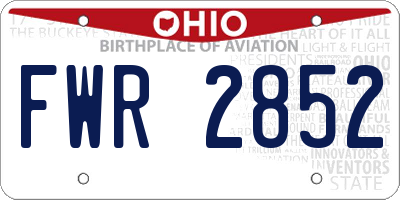 OH license plate FWR2852
