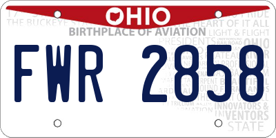 OH license plate FWR2858