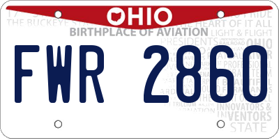 OH license plate FWR2860