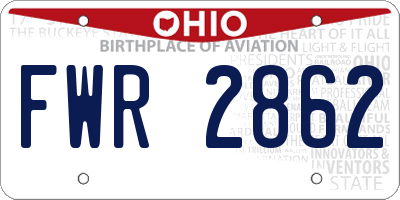 OH license plate FWR2862