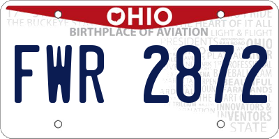 OH license plate FWR2872