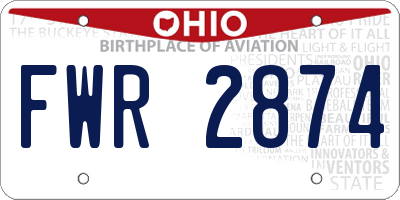 OH license plate FWR2874
