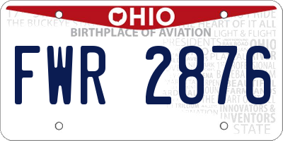 OH license plate FWR2876