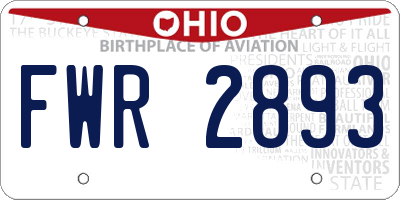 OH license plate FWR2893