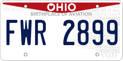 OH license plate FWR2899