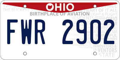 OH license plate FWR2902