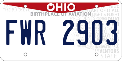 OH license plate FWR2903