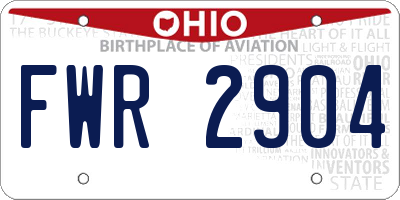 OH license plate FWR2904