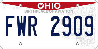 OH license plate FWR2909