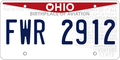 OH license plate FWR2912
