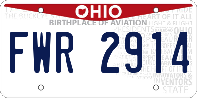 OH license plate FWR2914