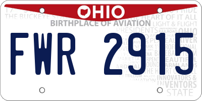 OH license plate FWR2915
