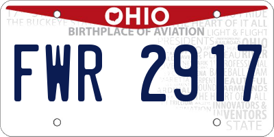 OH license plate FWR2917
