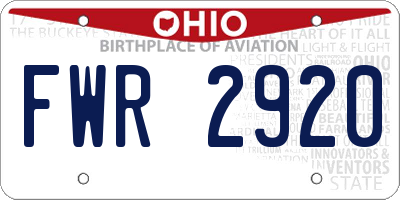OH license plate FWR2920