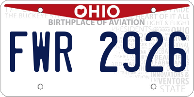 OH license plate FWR2926