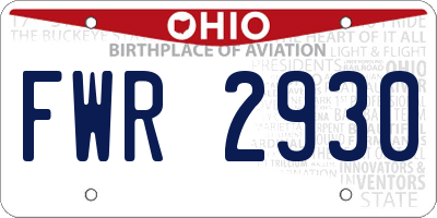 OH license plate FWR2930
