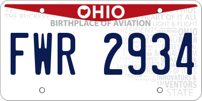 OH license plate FWR2934