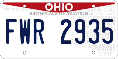 OH license plate FWR2935