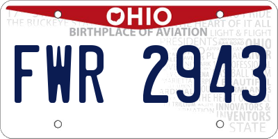 OH license plate FWR2943