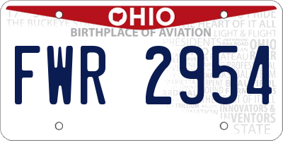 OH license plate FWR2954