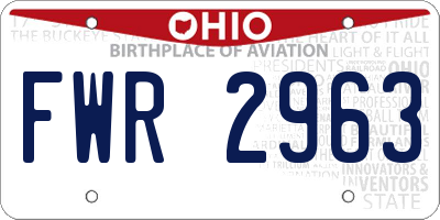 OH license plate FWR2963