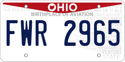 OH license plate FWR2965