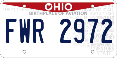 OH license plate FWR2972