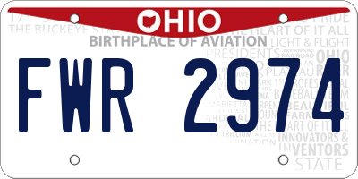OH license plate FWR2974