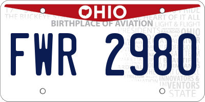 OH license plate FWR2980
