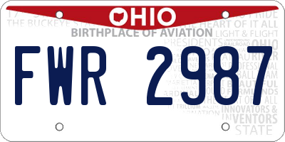 OH license plate FWR2987