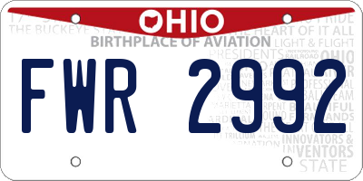 OH license plate FWR2992