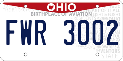 OH license plate FWR3002