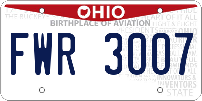OH license plate FWR3007