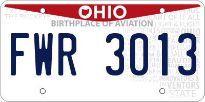 OH license plate FWR3013
