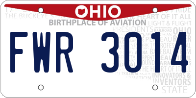 OH license plate FWR3014
