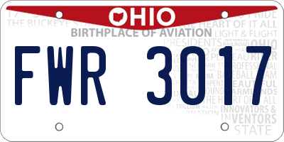 OH license plate FWR3017
