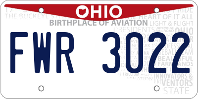 OH license plate FWR3022