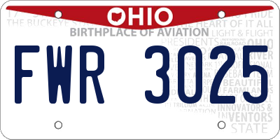 OH license plate FWR3025
