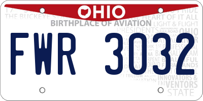 OH license plate FWR3032