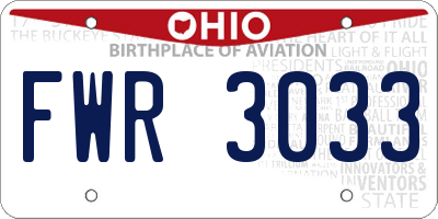 OH license plate FWR3033