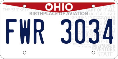 OH license plate FWR3034