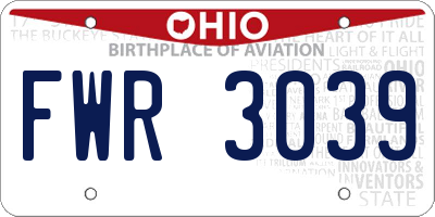 OH license plate FWR3039