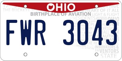 OH license plate FWR3043