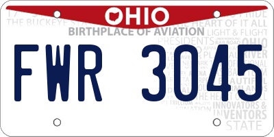OH license plate FWR3045