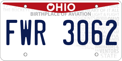 OH license plate FWR3062