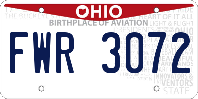 OH license plate FWR3072