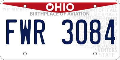 OH license plate FWR3084