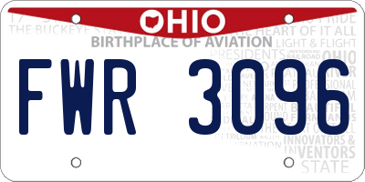 OH license plate FWR3096