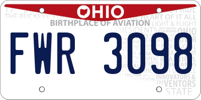 OH license plate FWR3098