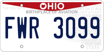OH license plate FWR3099